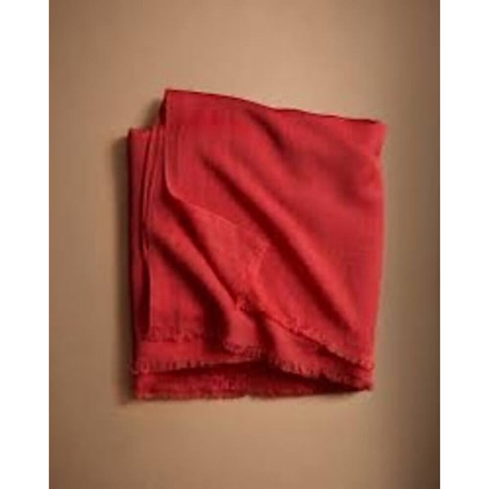 Quince Featherweight Cashmere Silk Frayed Edge Scarf in Red MSRP $225 sold out - Picture 1 of 5